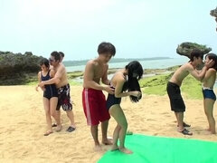 해변, 그룹, Hd, 일본인, 야외의, 분출, 청소년