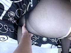 Teen Girl with a meaty backside in pantyhose Cum on Feet