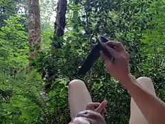 Sloppy homosexual gagging in a public forest covered in his own sissyfaggotbilly mess