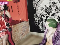 Harley Quinn cosplay threesome with a big cock Joker fucking hardcore ffm