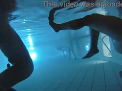 Hidden pool video: jet stream masturbation with water pressure and husband wants to help for underwater sex in public pool