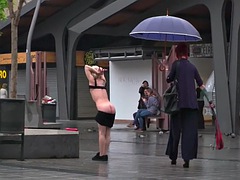 Outdoor Latina sub whipped in public by her naughty domina