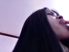 Asian woman finds the courage to try sex on camera