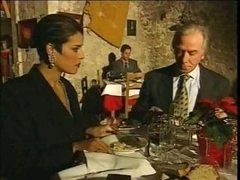 Elegant Italian Aged cheating husband on restaurant