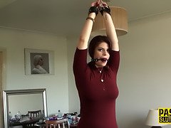 Real busty bound bdsm sub