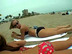 Playa, Verga grande, Bikini, Grupo, Lesbiana, Al aire libre, Adolescente, Tetas