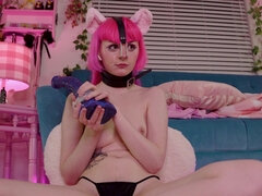 Tweetney Bottomless Piggy with dildo toy - solo cosplay on webcam