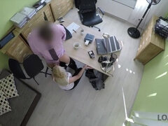 LOAN4K. Nice young lady gives a head and spreads legs in loan office