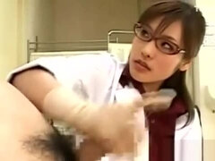 Asian nurse slut jerks off patient