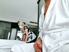 Fucked the maid to multiple orgasms and cums on her feet