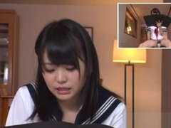 Nice Asian teen Kurumi Tachibana in school uniform gets pussy buzzed