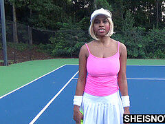 Tiny Ebony Tennis Player raunchy Missionary fuckfest After Lost Match , Msnovember meaty Boobs Riding Stranger After Losing Bet On HD Sheisnovember