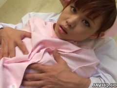 Japanese nurse opening up gams and plus getting penetrated