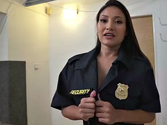 Busty Latina Milf Security Guard Pussy Fucked and Cum in Mouth