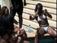 Excellent ebony girls get their pussies licked by black men outdoors