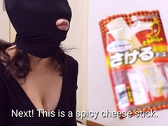 Blindfold taste test game! Japanese girlfriend tricked by him into huge facial Bukkake