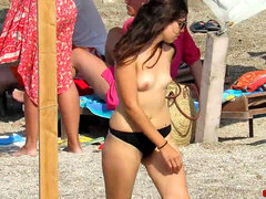 Nice Tits bathing suit beach teenagers Tanning bare-breasted Voyeur HD Video
