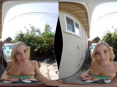 VR horny carwash blonde - Small tits