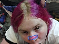 Cute transexual Catgirl BBW Gets Cumshot by BBC Shemale POV