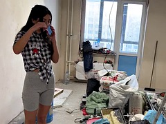 Barely punished repairwoman with anal sex for bad work