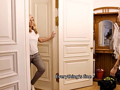 デカパイ, ブロンド, ハードコア, 熟年, ロシア人, 剃毛, シャワー, オッパイの