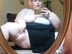 fat stoner chick - obese BBW with fat ass masturbating
