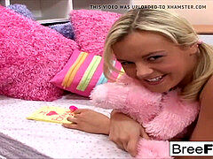 Sweet college damsel Bree Olson gets pummeled hard on the bed