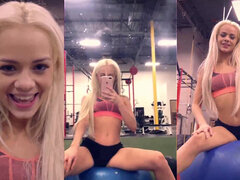 Athletic gym bunny Elsa Jean works her vagina muscles