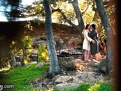 핑거링, 그룹, 레즈비언, 대단히, 보지, 분출, 청소년, 젖가슴