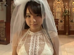 Young busty Japanese bride in church - Big Asian tits fetish