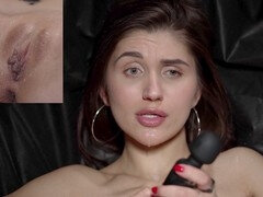 Brunetka, Domowej roboty, Masturbacja, Orgazm, Drobna, Solo, Pończochy, Zabawki