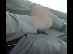Johnholmesjunior shooting load of cum while driving on the highway in slow motion