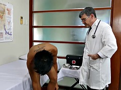 White doc fucks skinny japanese twink after anal exam