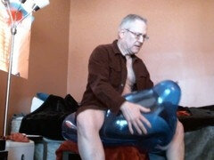 Kinky gay guy gets off with balloon and pops it for the ultimate cum shot