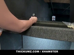 Alex Coal takes on a massive dick in a diner - Thick Booty Teen Flashes In!