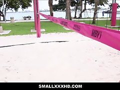 Young small brazilian teen nailed after losing volleyball bet