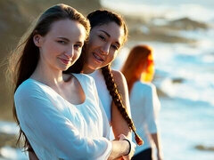Toccando, Lesbica, Masturbazione, Piccola, Figa, Rasata, Strippaggio, Tette