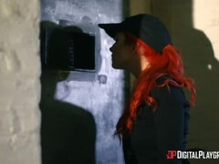 Cul, Blonde, Gode, Lesbienne, Piercing, Chatte, Uniforme, Voyeur