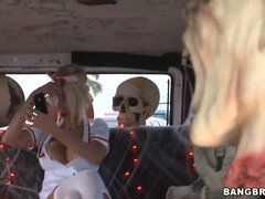 Puma Swede joins Bang Bus Halloween Fun with Trick Or Treat Treat & Big Tits Fun!