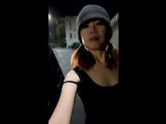 Asian teen quickly finish up her public blowbang before curfew