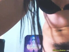 Stepsister fucks her hairy pussy with a dildo