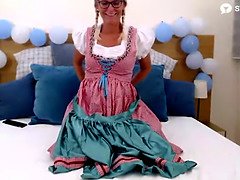 Sloppy tina plays with her narrow german porno star cunny in solo live show using hot sex toys and dressed in an oktoberfest dirndl