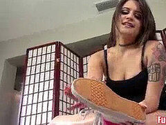 teenager Raquel Roper is well-prepped to Give a Footjob only at FuckedFeet!