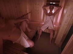 Leie, Grosse titten, Blasen, Paar, Extrem, Muschi, Sauna, Ehefrau