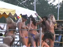 Spying for topless matures at bikini party