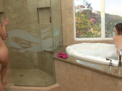 Badrum, Lesbisk, Onani, Utomhus, Dusch, Våt