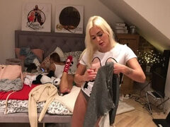 Non Nude Tease of Czech Teens Party Lingerie and Mini Skirts Try On at Home