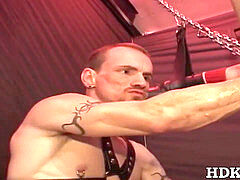 homosexual on sex swing fisted in rough ass-fuck have fun session