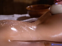 Gorgeous lesbians massage crazy porn clip