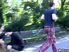 Slutty girl gets banged by her BF's bro